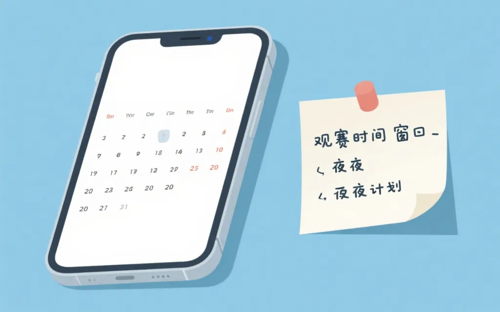 手机日历上标注世界杯赛程与熬夜提醒的平面设计